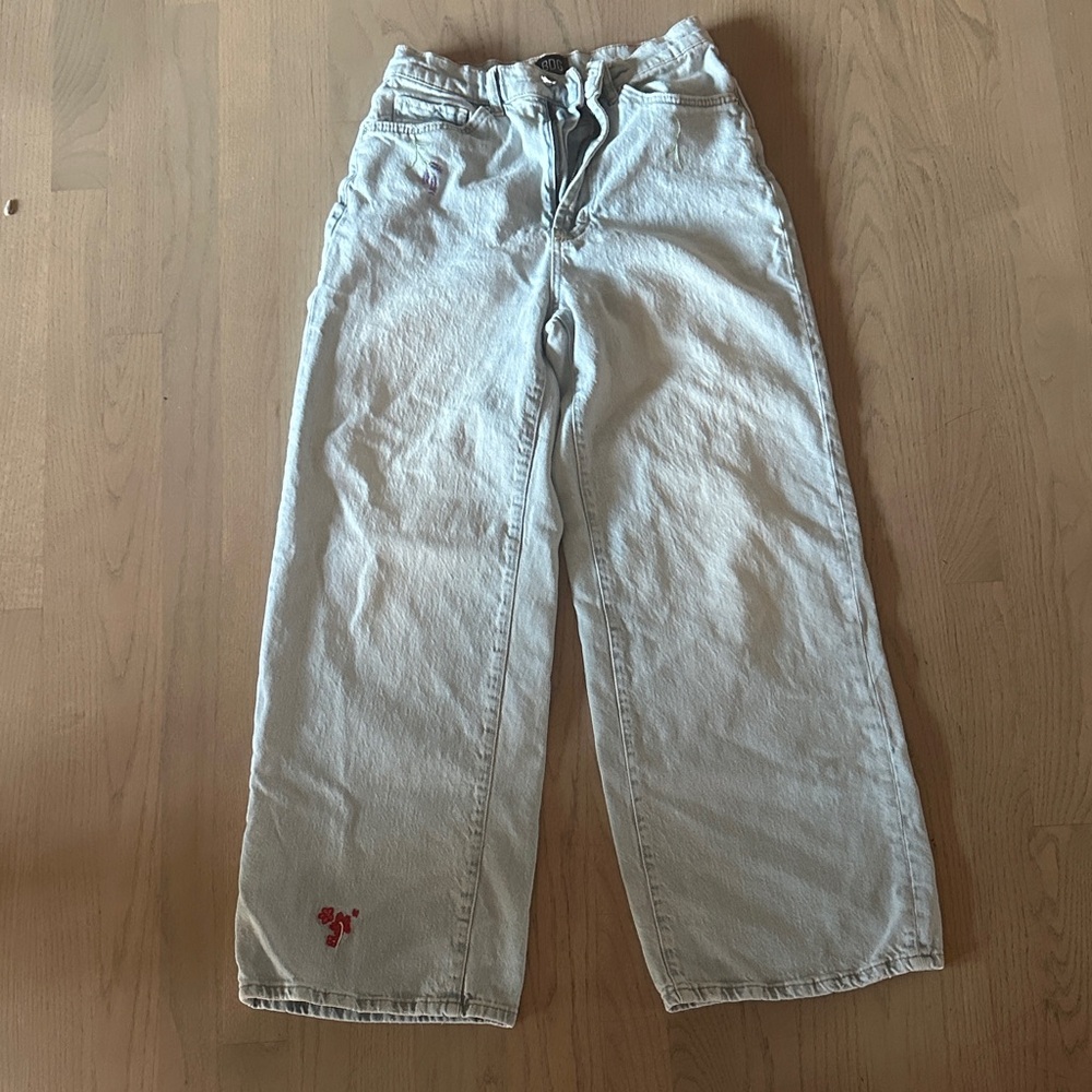 BDG Light Blue Wide-Leg Jeans with subtle Embroidery